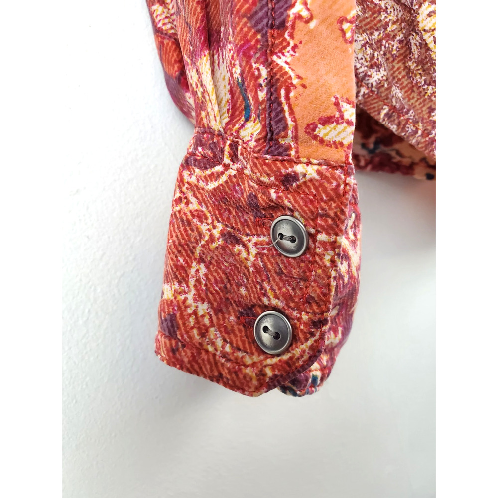 Lucky Brand Womens Small Patchwork Top Boho Button Down Rust Bohemian - Picture 6 of 10